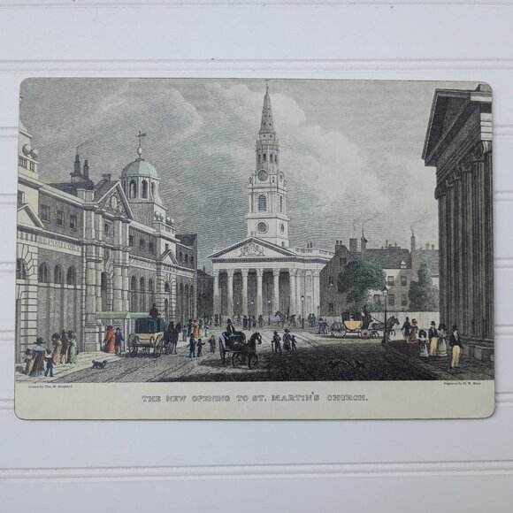 Vintage Lady Clare UK Historical Placemats Set of 4 Melamine London Scenes - Picture 5 of 14